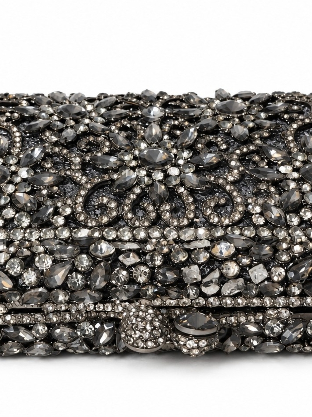 NWT Vintage Fawziya Gunmetal Rhinestone Intricate Evening Bag "Fabulous!" - Picture 8 of 16
